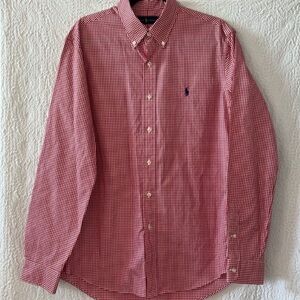 Ralph Lauren red gingham button down classic logo men’s shirt